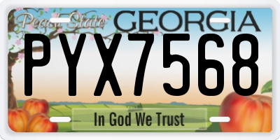 GA license plate PYX7568