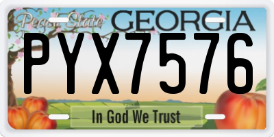 GA license plate PYX7576