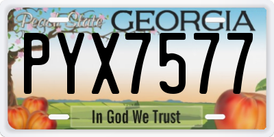 GA license plate PYX7577