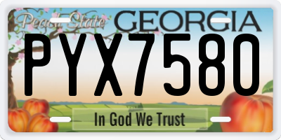 GA license plate PYX7580
