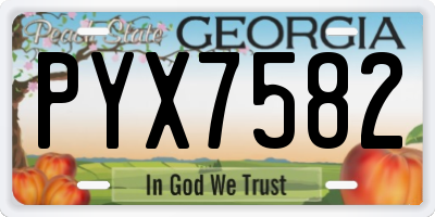GA license plate PYX7582