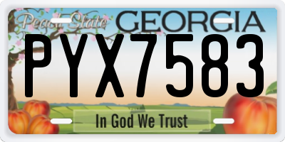 GA license plate PYX7583