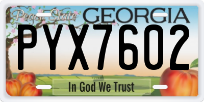 GA license plate PYX7602