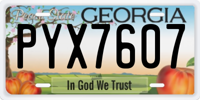 GA license plate PYX7607
