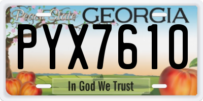 GA license plate PYX7610