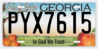 GA license plate PYX7615
