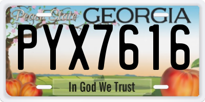 GA license plate PYX7616