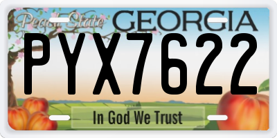GA license plate PYX7622