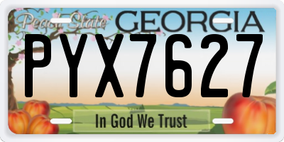 GA license plate PYX7627