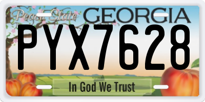 GA license plate PYX7628