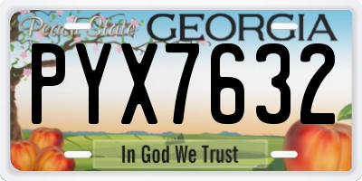 GA license plate PYX7632