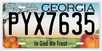 GA license plate PYX7635