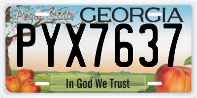 GA license plate PYX7637