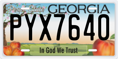 GA license plate PYX7640