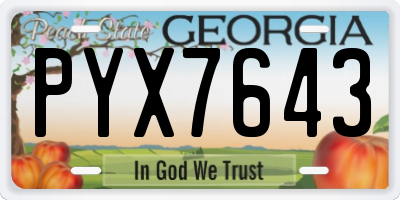 GA license plate PYX7643