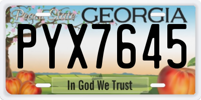 GA license plate PYX7645