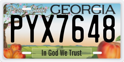GA license plate PYX7648
