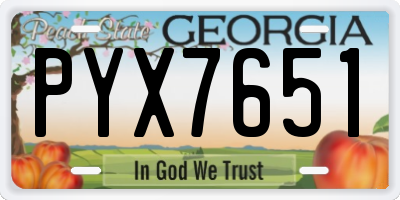 GA license plate PYX7651