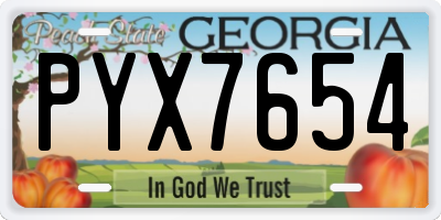 GA license plate PYX7654