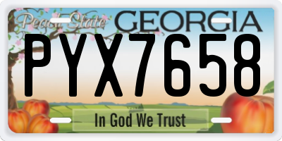 GA license plate PYX7658