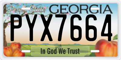 GA license plate PYX7664