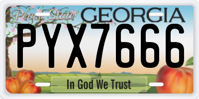 GA license plate PYX7666