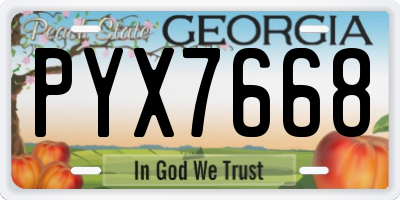 GA license plate PYX7668