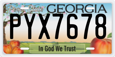 GA license plate PYX7678
