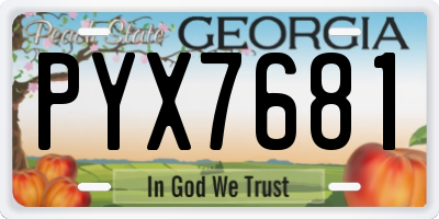 GA license plate PYX7681