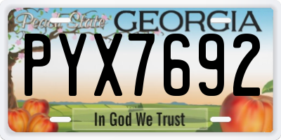 GA license plate PYX7692