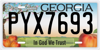 GA license plate PYX7693