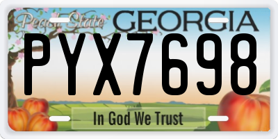 GA license plate PYX7698
