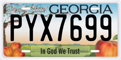 GA license plate PYX7699