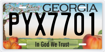 GA license plate PYX7701