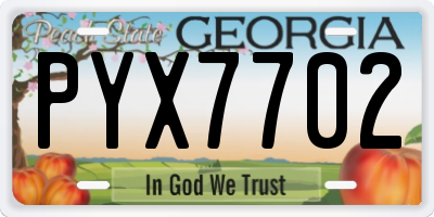 GA license plate PYX7702