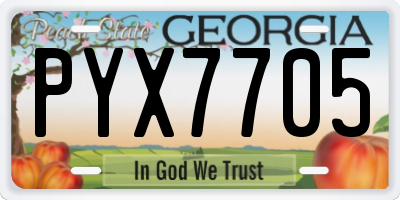 GA license plate PYX7705