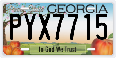 GA license plate PYX7715