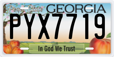 GA license plate PYX7719