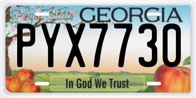 GA license plate PYX7730