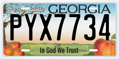 GA license plate PYX7734