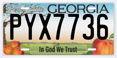 GA license plate PYX7736