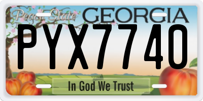 GA license plate PYX7740