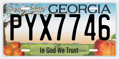 GA license plate PYX7746