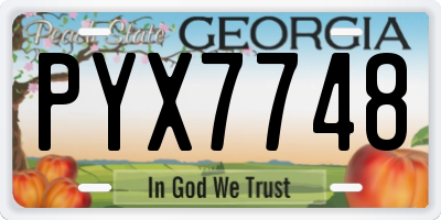 GA license plate PYX7748