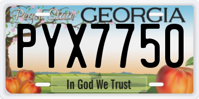GA license plate PYX7750