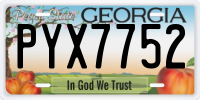 GA license plate PYX7752