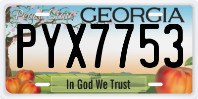 GA license plate PYX7753