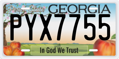 GA license plate PYX7755