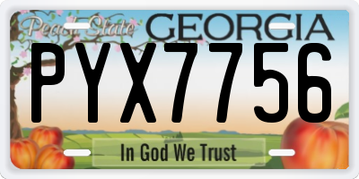 GA license plate PYX7756