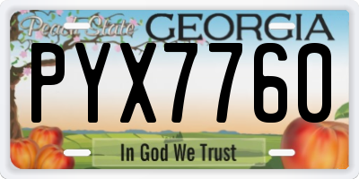GA license plate PYX7760